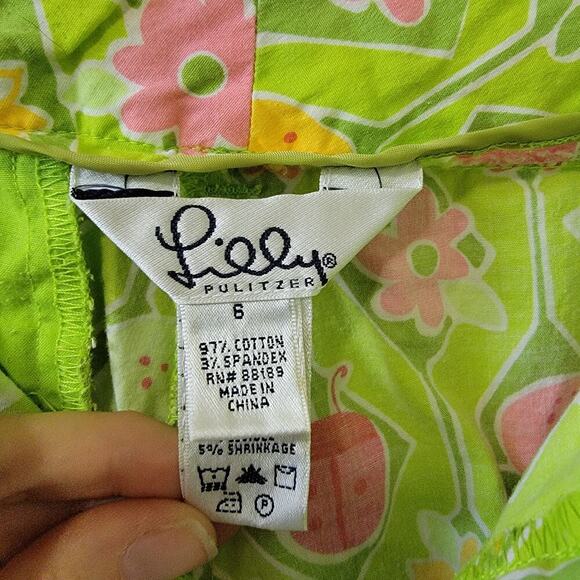 Lilly Pulitzer Spring Ladybug Floral Fruit Print Light Weight Capri Pants Size 6 - Picture 8 of 8